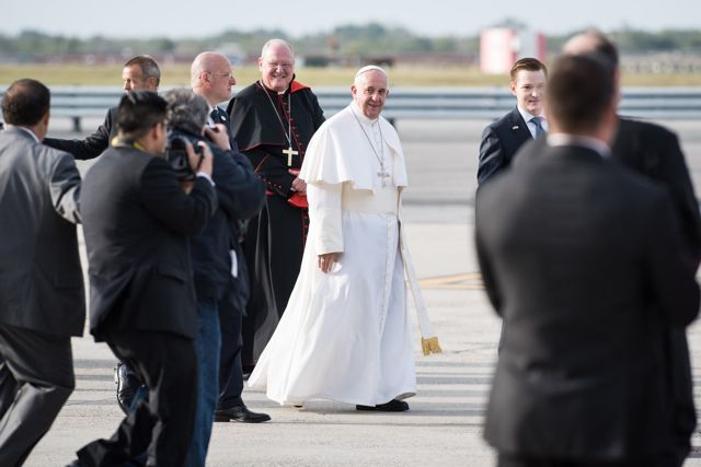 Pope Francis leaving New York